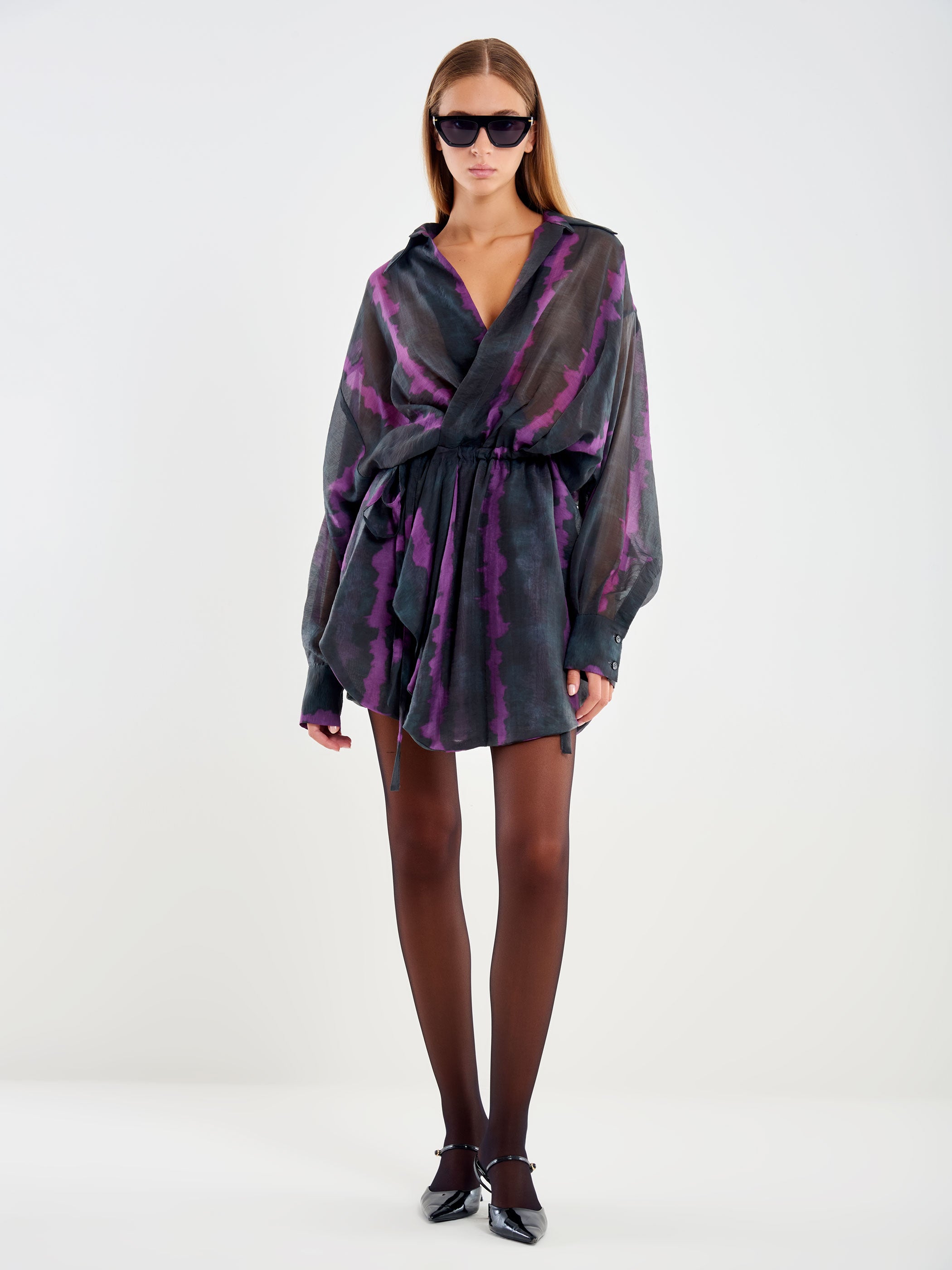 Wrap-Style Shirt Dress