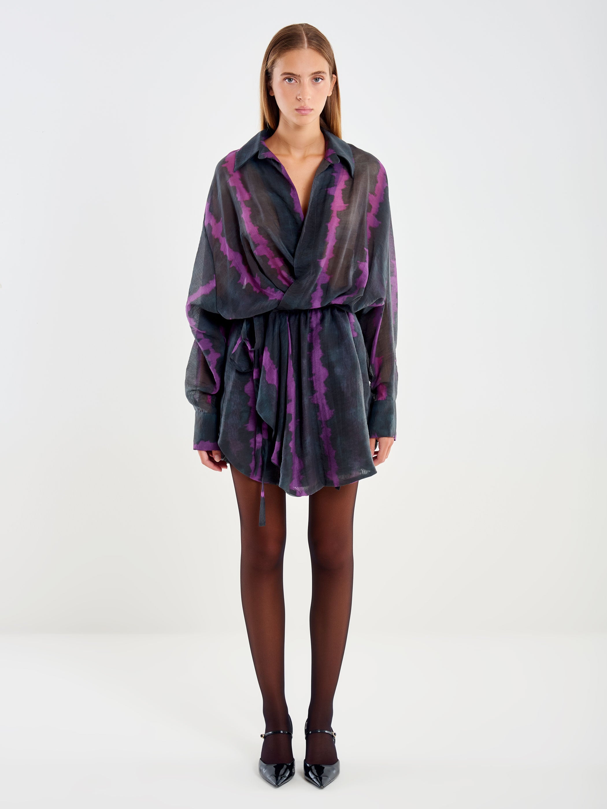 Wrap-Style Shirt Dress