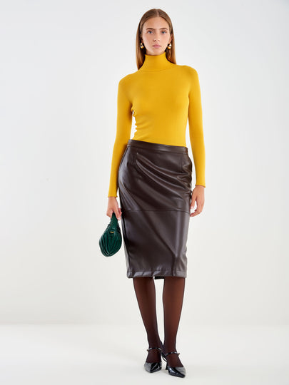 Faux Leather Midi Skirt