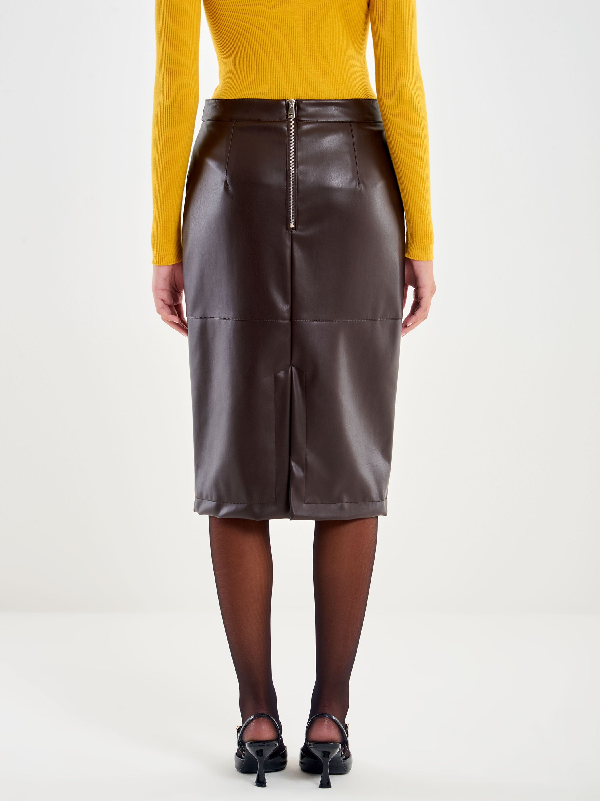 Faux Leather Midi Skirt