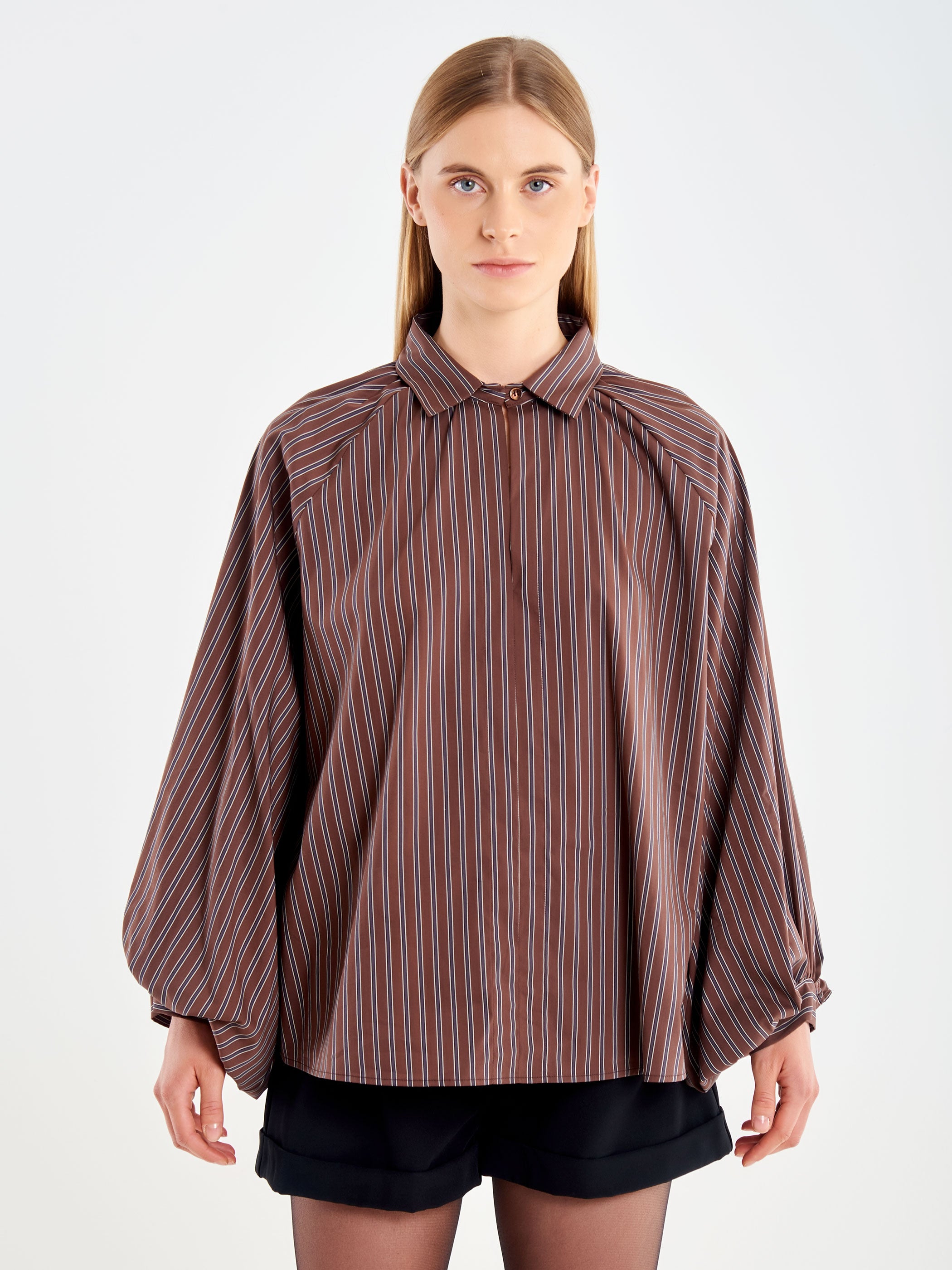 Camicia a Righe Maniche a Palloncino